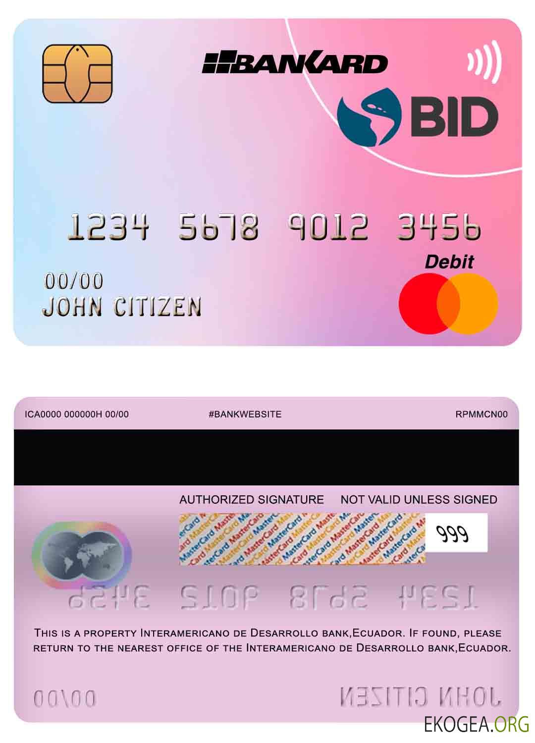 Carte bancaire Mastercard Interamericano de Desarrollo (BID) de l'Équateur